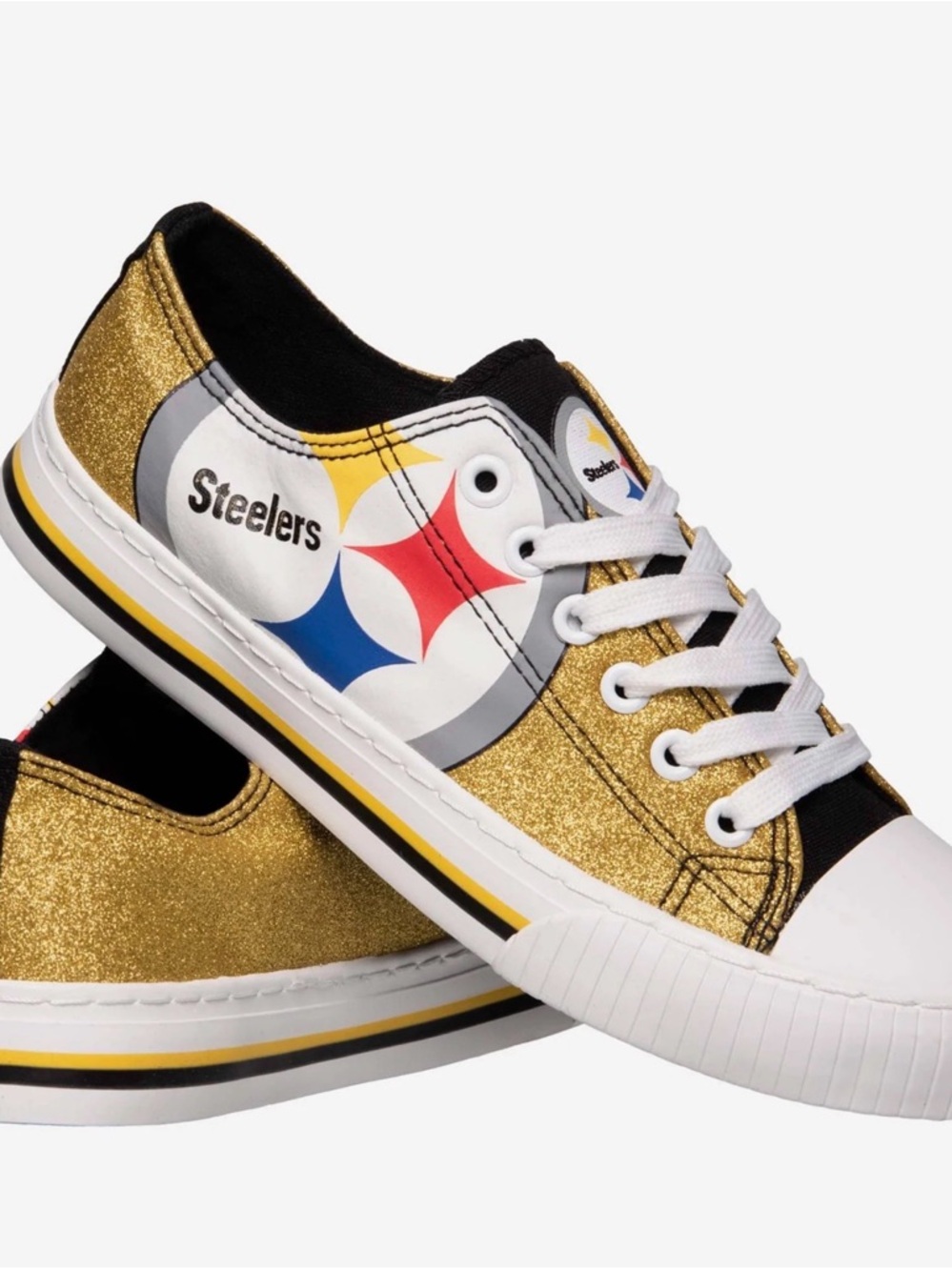 Pittsburg Sneakers Gold Glitter Lace-Up in women’s size 7
